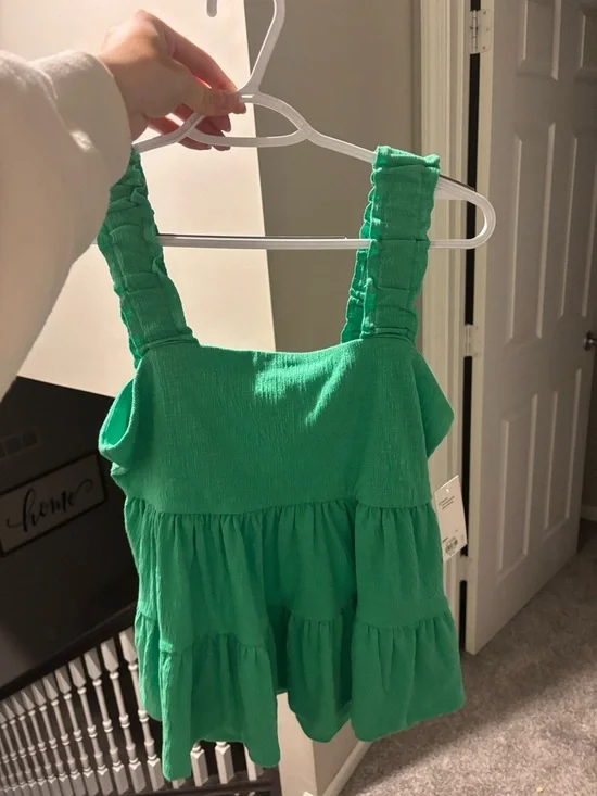 Green Ruffle Tank Top - Picture 2 of 3